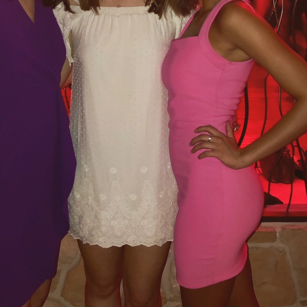 Hot pink body con dress